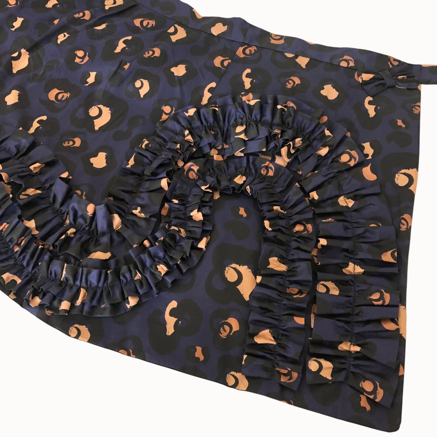 Hana Leopard Wrap Skirt Navy