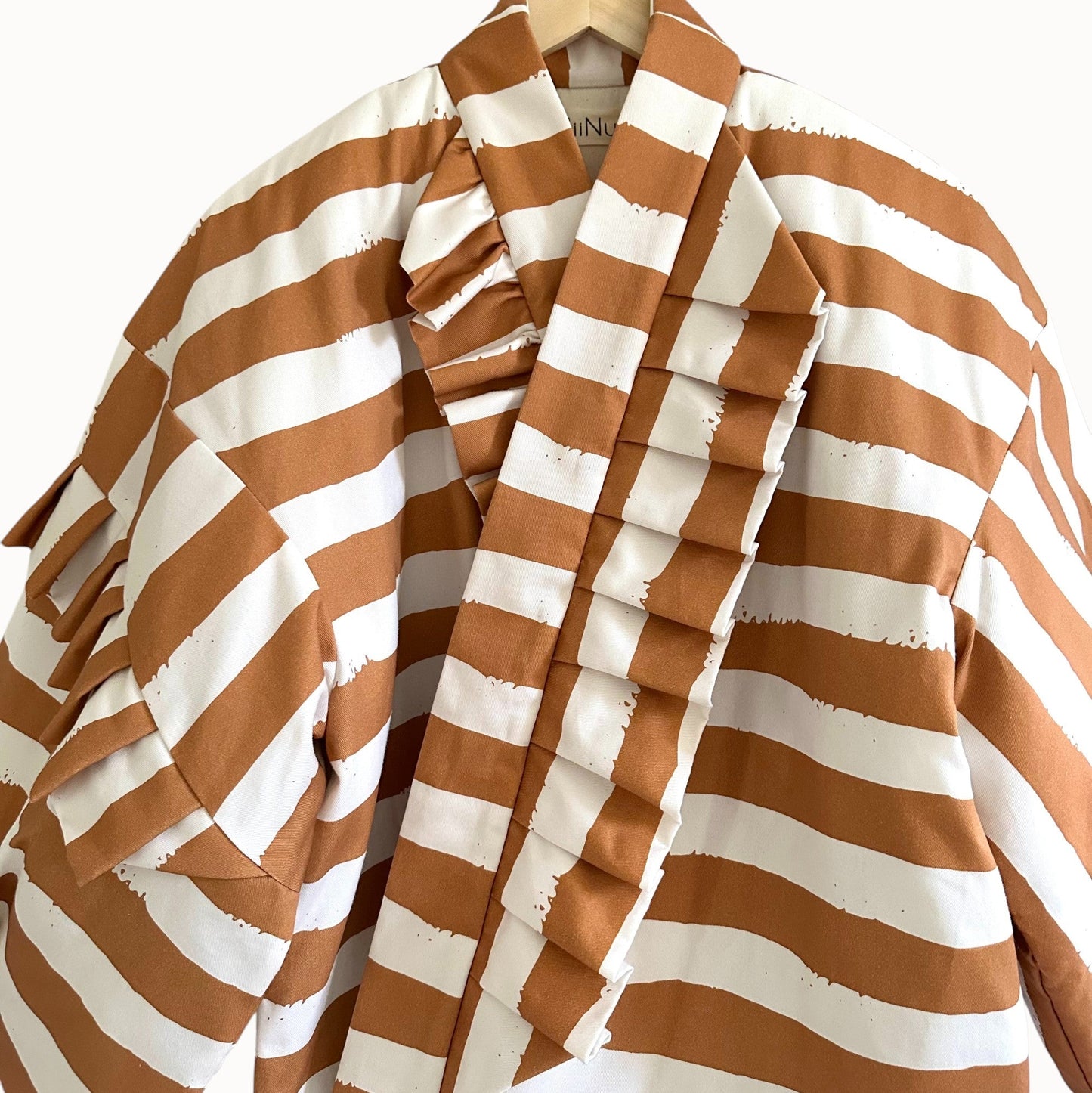 Brush-Stripe Hanten Jacket - Camel