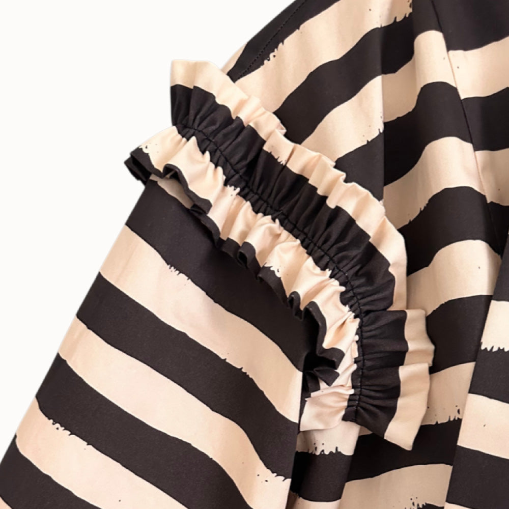 Kumo Stripe Haori – Black & Ivory / Back Ribbon Study No.04