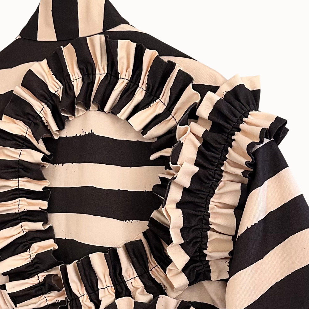 Kumo Stripe Haori – Black & Ivory / Back Ribbon Study No.04