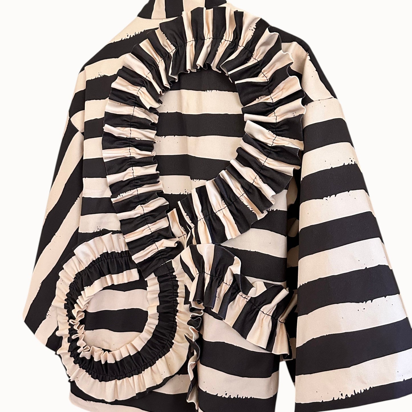 Kumo Stripe Haori – Black & Ivory / Back Ribbon Study No.03