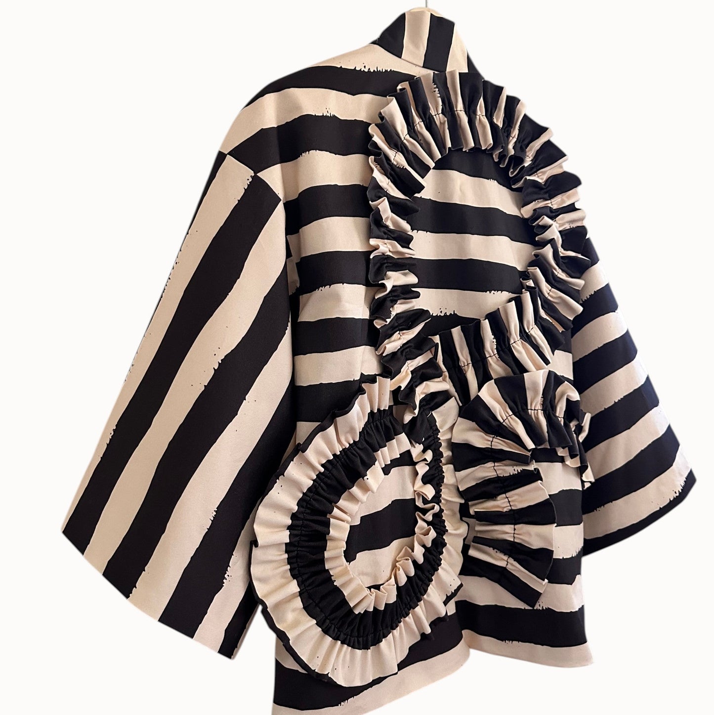 Kumo Stripe Haori – Black & Ivory / Back Ribbon Study No.03