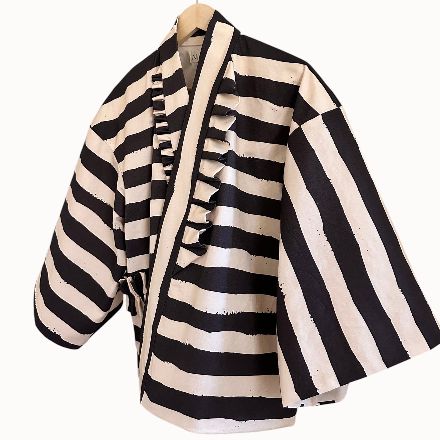 Kumo Stripe Haori – Black & Ivory / Back Ribbon Study No.03