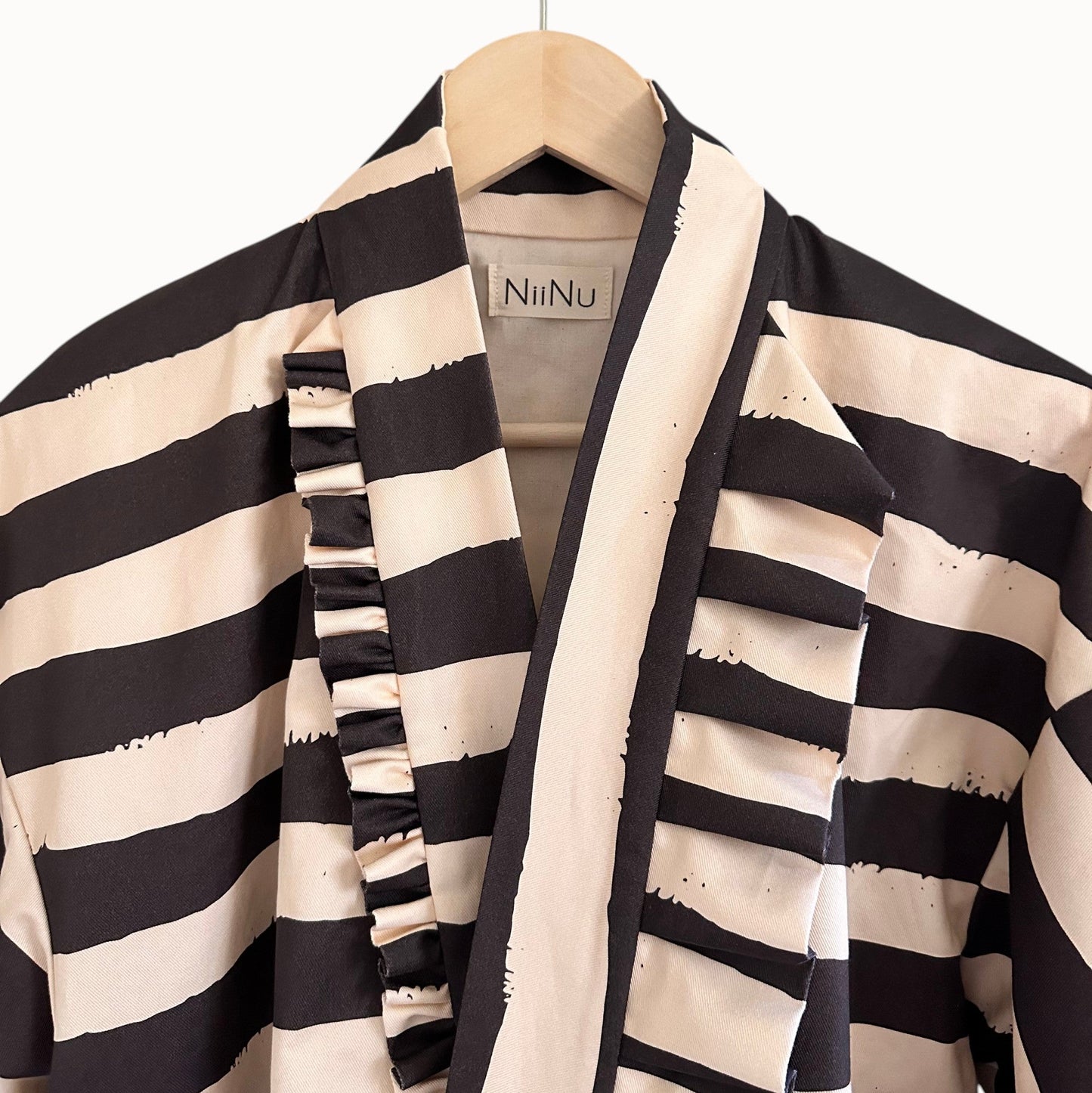 Kumo Stripe Haori – Black & Ivory / Back Ribbon Study No.03