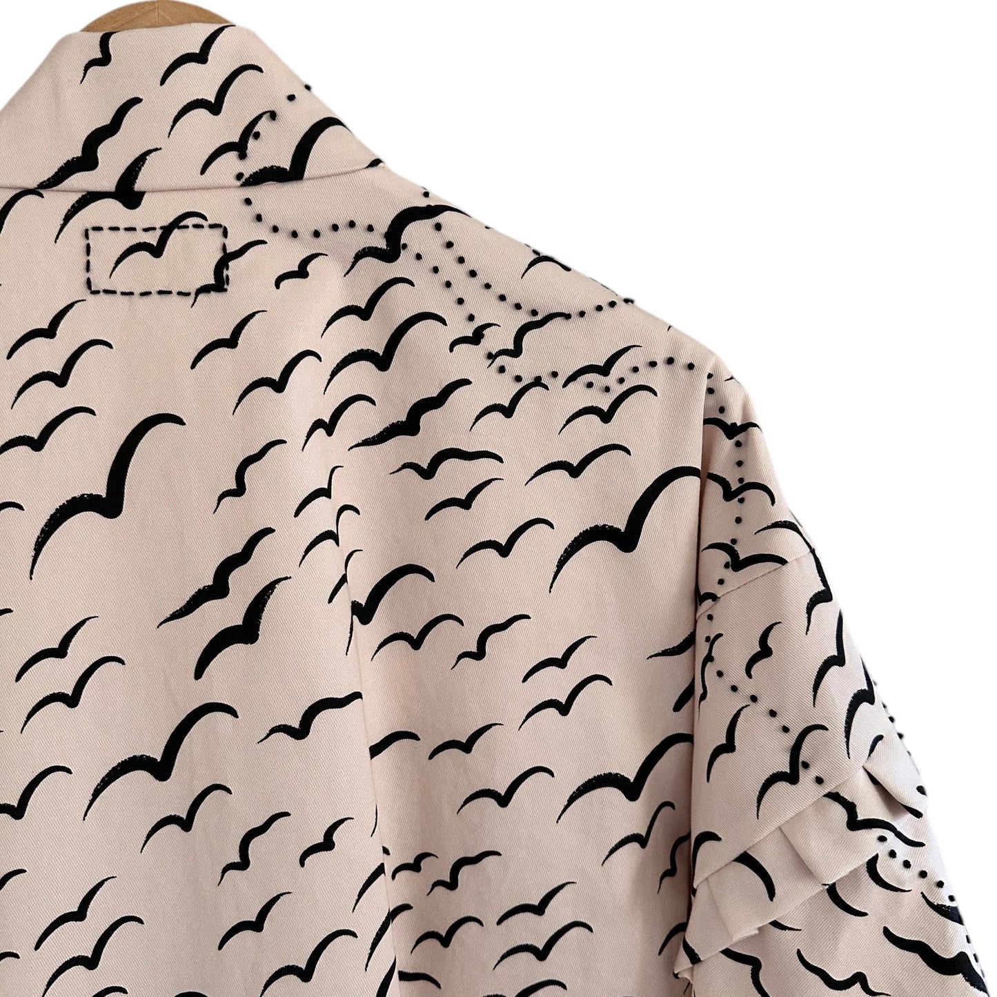 Kamome Embroidered Haori / Ivory & Black – No.01