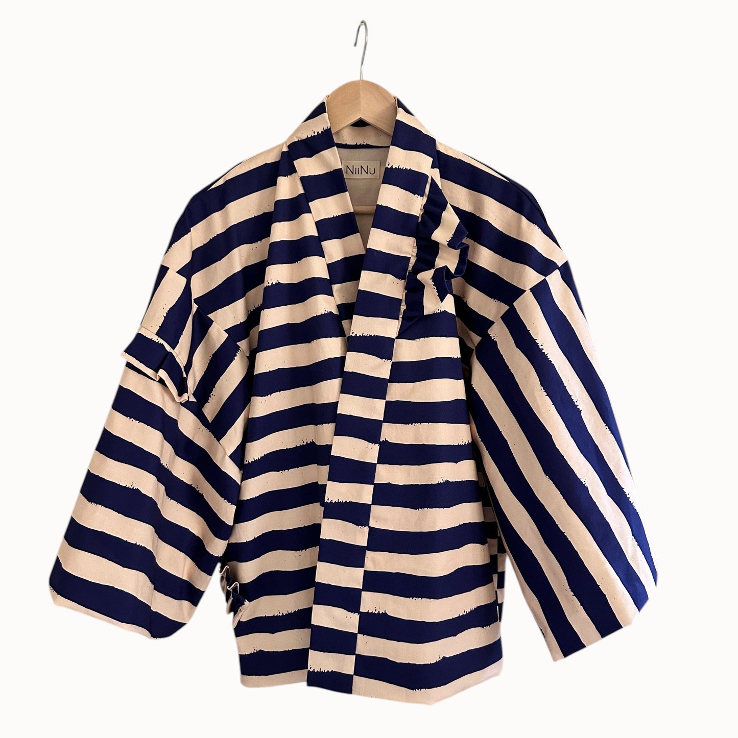 Kumo Stripe Haori – Navy & Ivory / Back Ribbon Study No.01