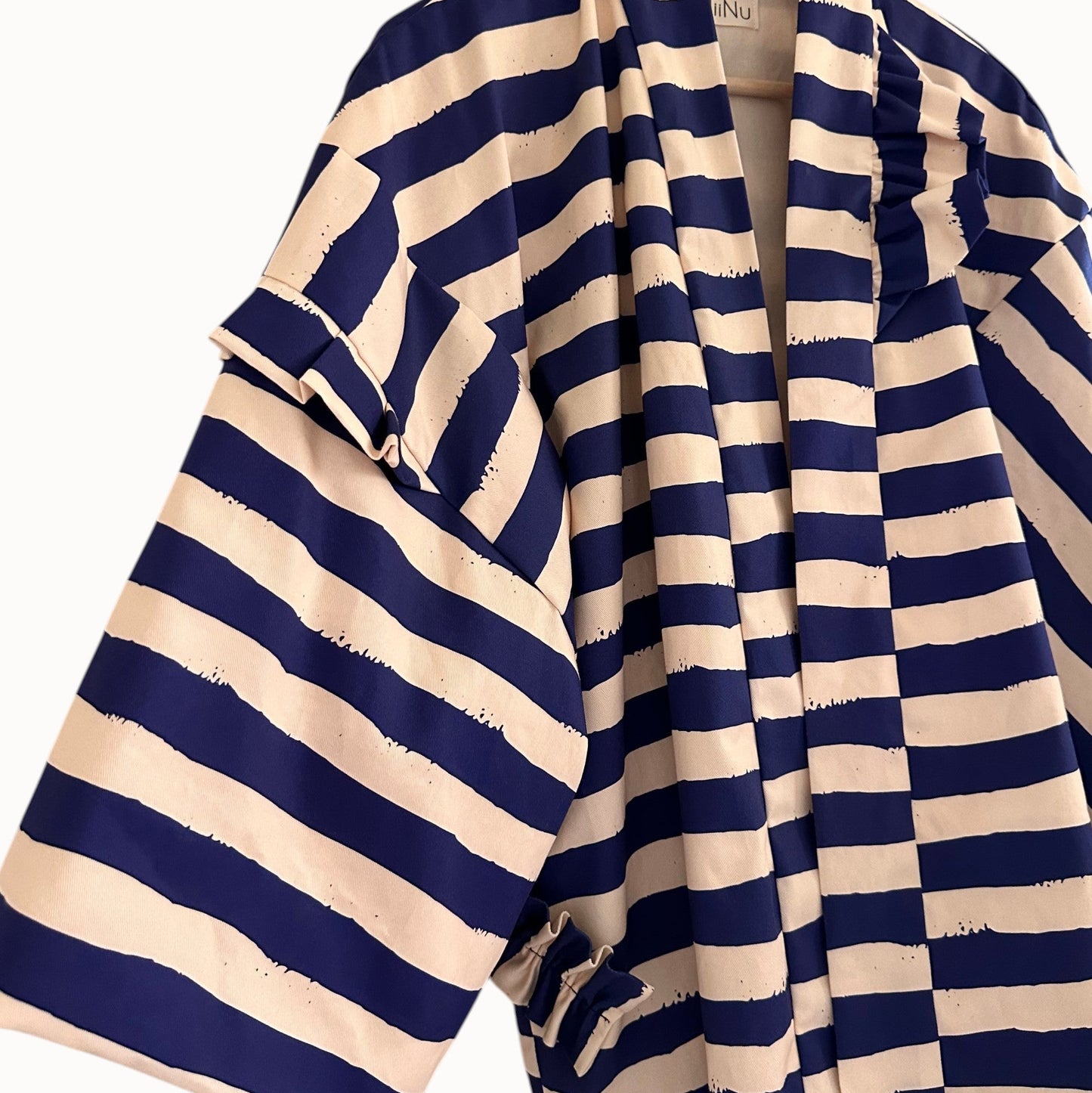 Kumo Stripe Haori – Navy & Ivory / Back Ribbon Study No.01