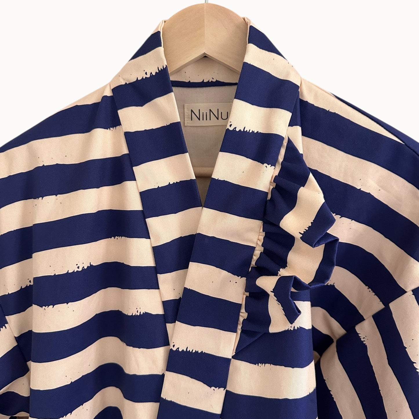 Kumo Stripe Haori – Navy & Ivory / Back Ribbon Study No.01
