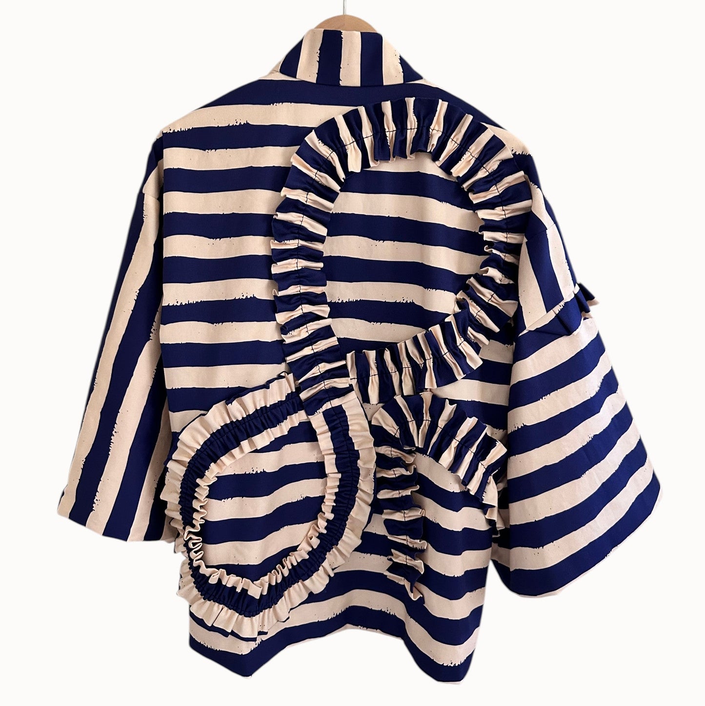 Kumo Stripe Haori – Navy & Ivory / Back Ribbon Study No.01