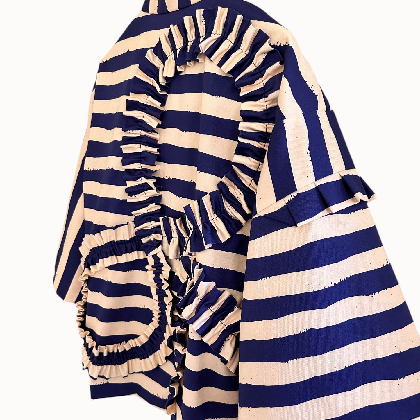 Kumo Stripe Haori – Navy & Ivory / Back Ribbon Study No.01