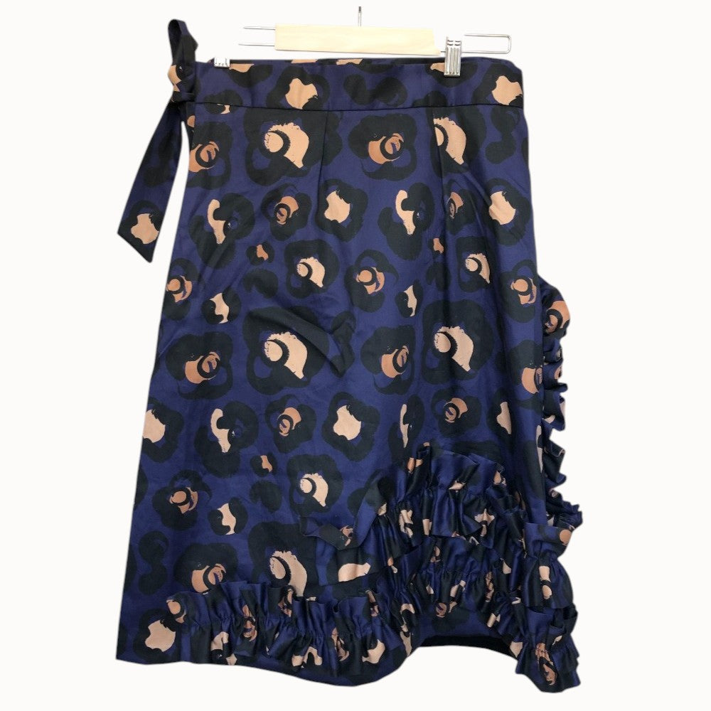 Hana Leopard Wrap Skirt Navy