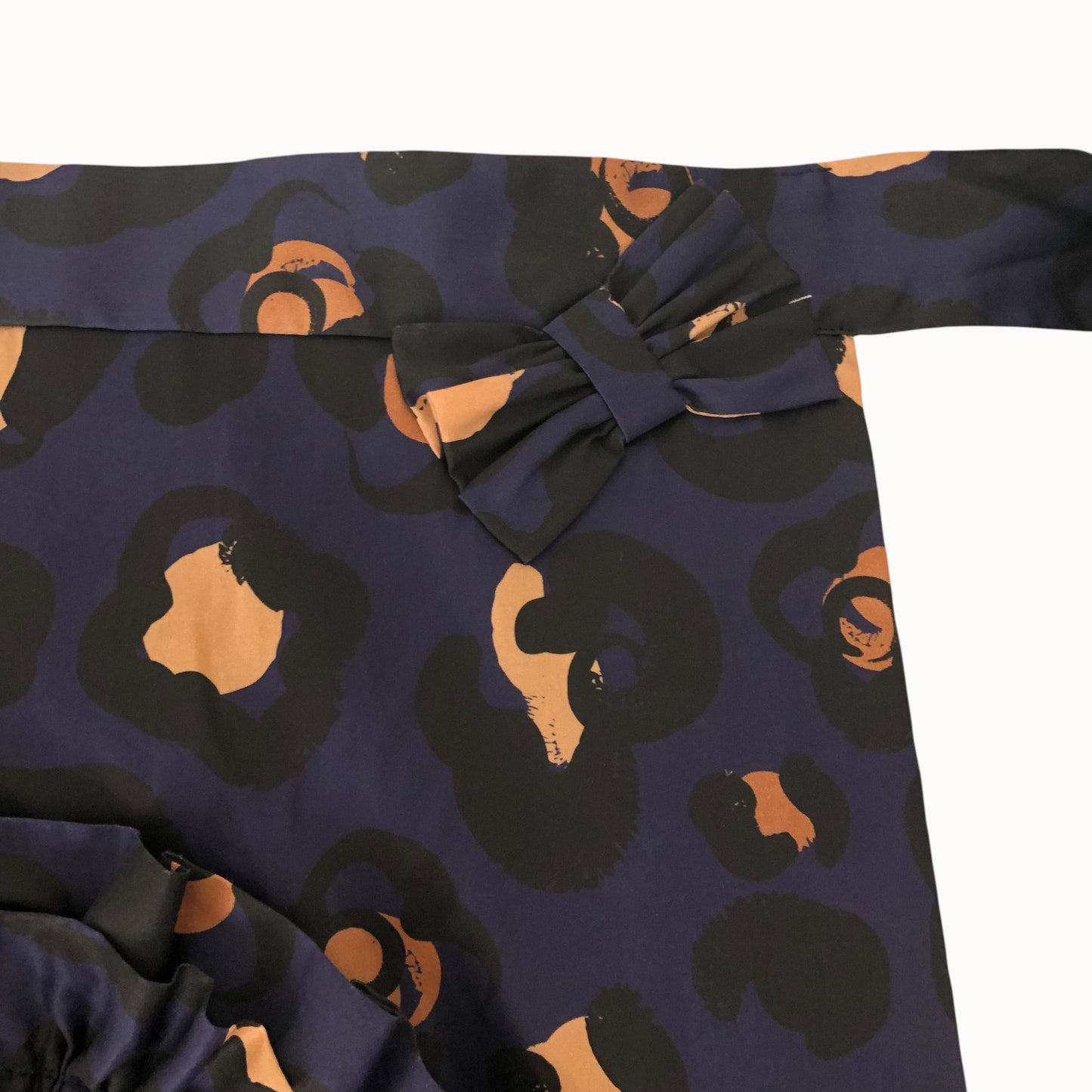 Hana Leopard Wrap Skirt Navy