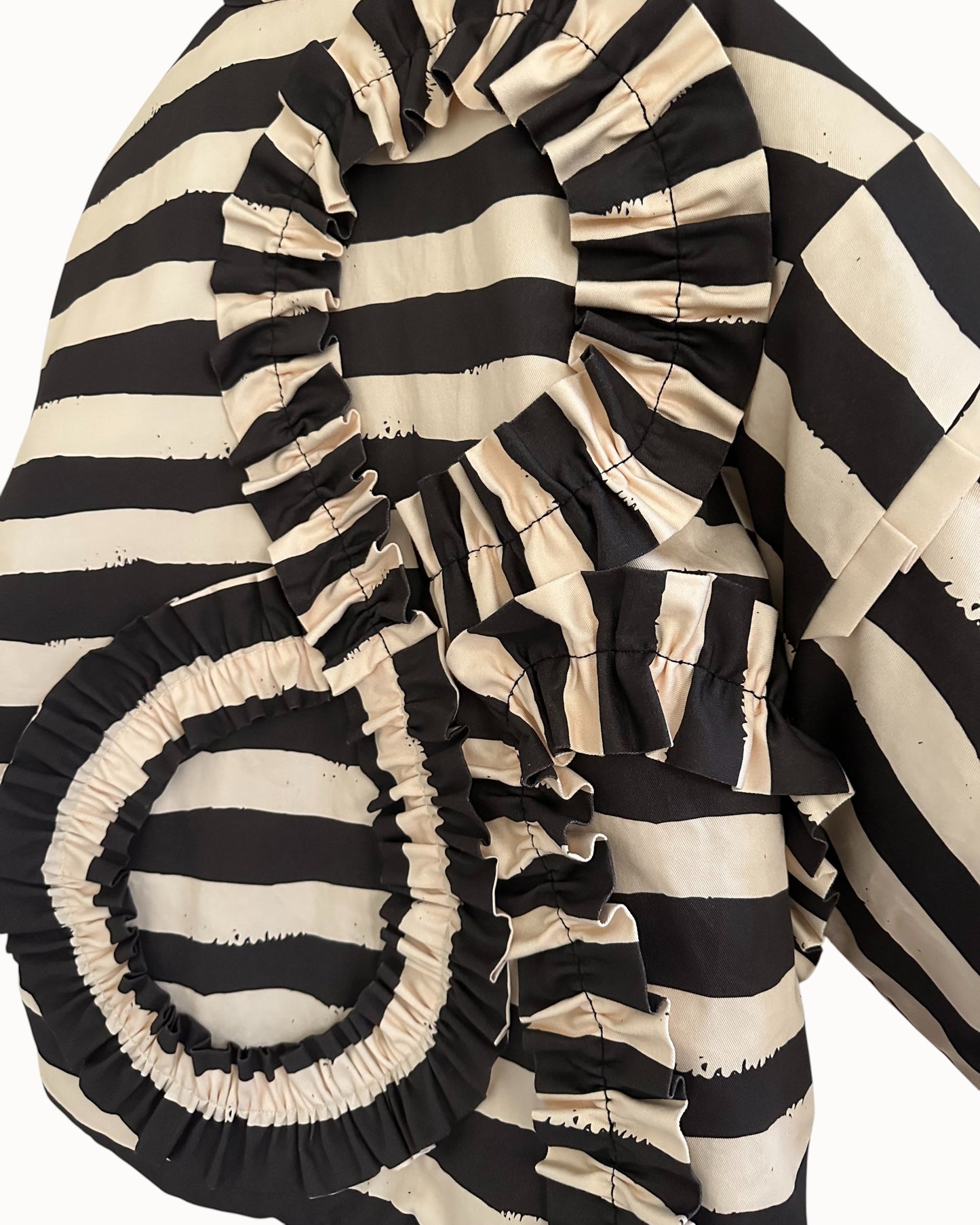 For Tina Brush-Stripe Hanten Jacket with Oversized Back Ribbon