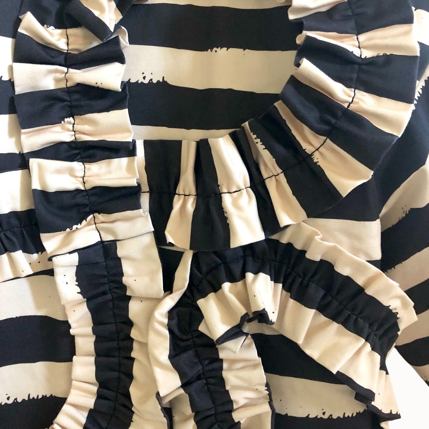 Brush-Stripe Hanten Jacket with Oversized Back Ribbon