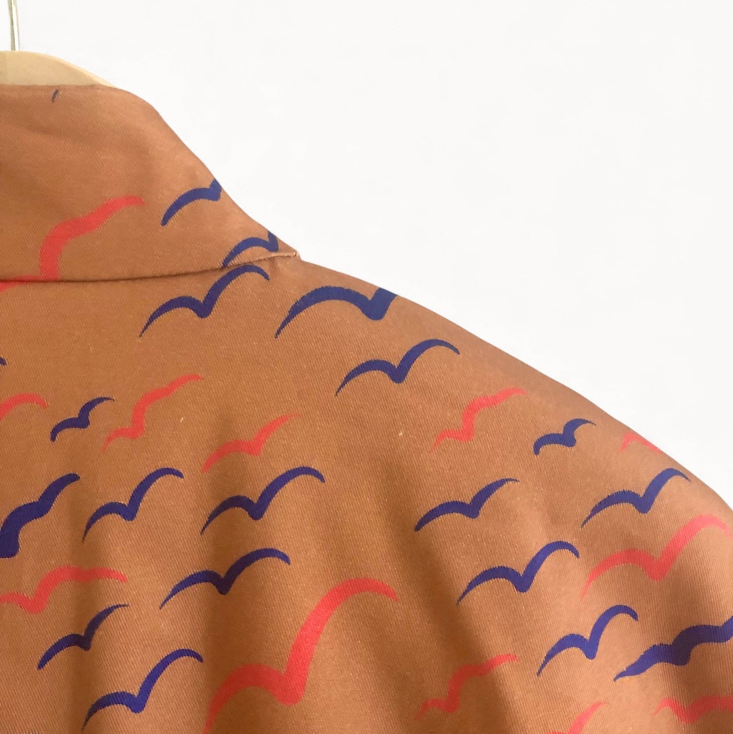 Kamome Pattern Padded Hanten Jacket with Left-Side Ribbon Tie