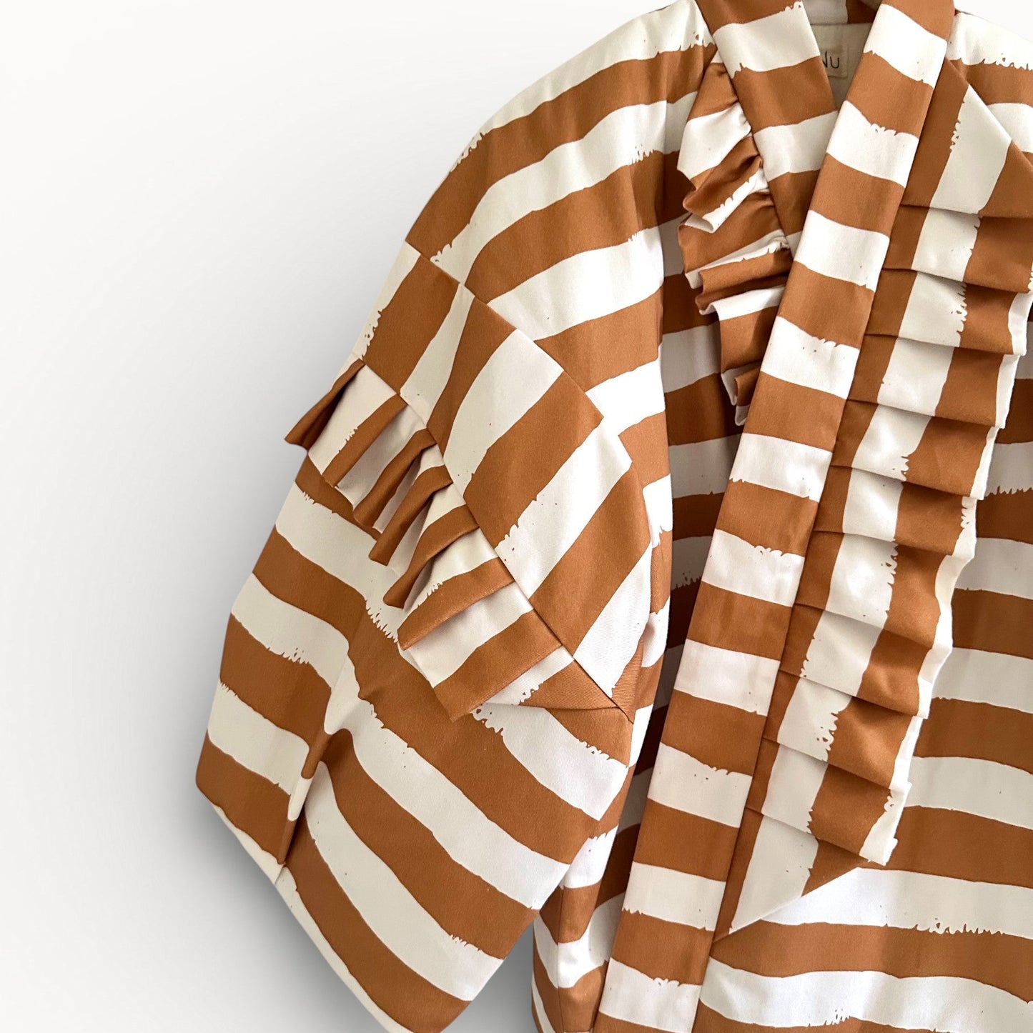 Brush-Stripe Hanten Jacket - Camel