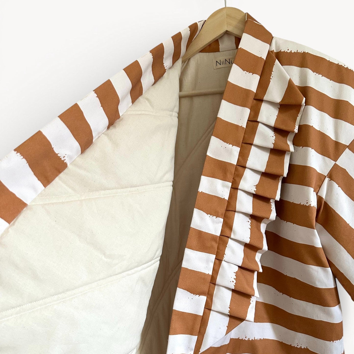 Brush-Stripe Hanten Jacket - Camel