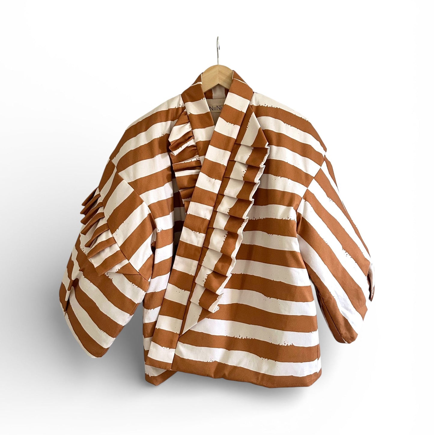 Brush-Stripe Hanten Jacket - Camel