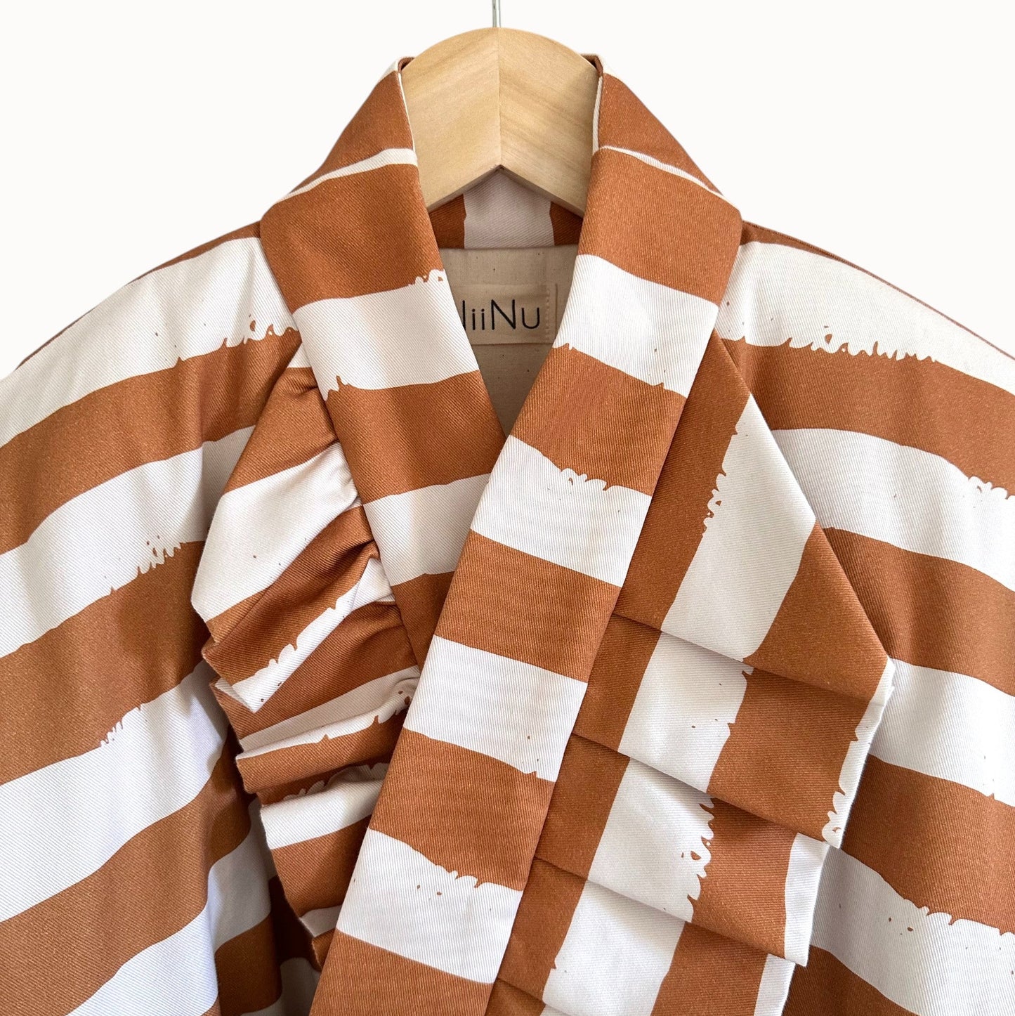 Brush-Stripe Hanten Jacket - Camel