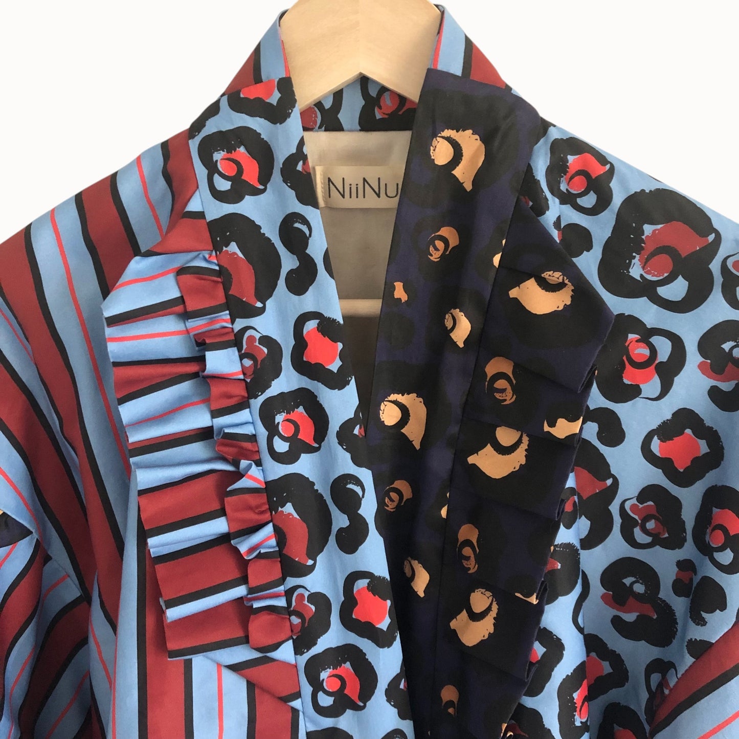 One-of-a-Kind Mixed-Pattern Frill Haori