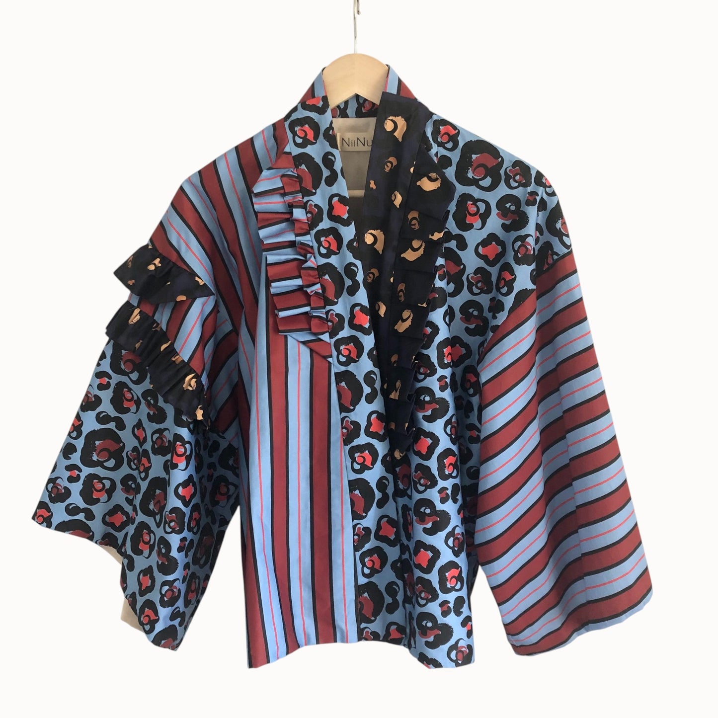 One-of-a-Kind Mixed-Pattern Frill Haori