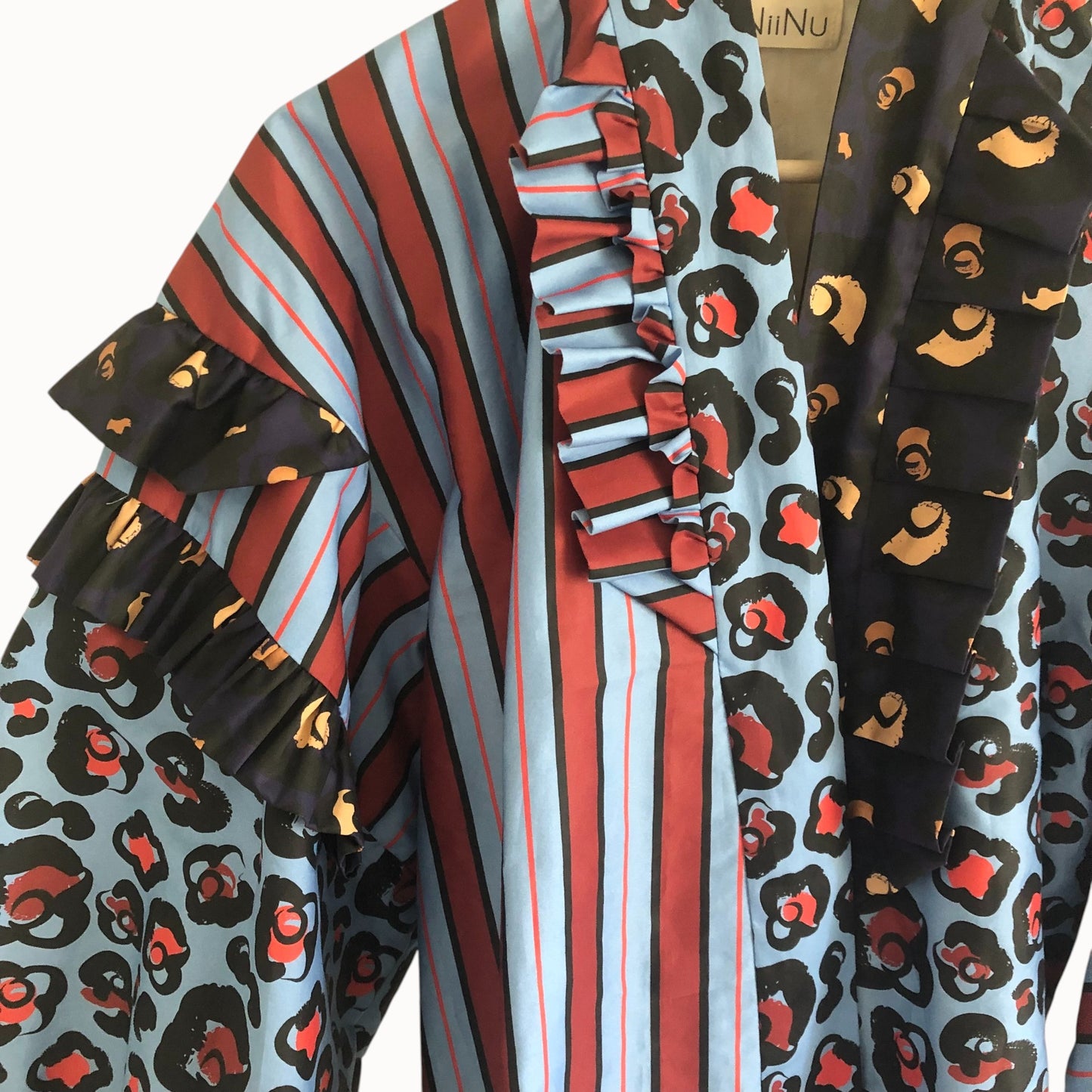 One-of-a-Kind Mixed-Pattern Frill Haori