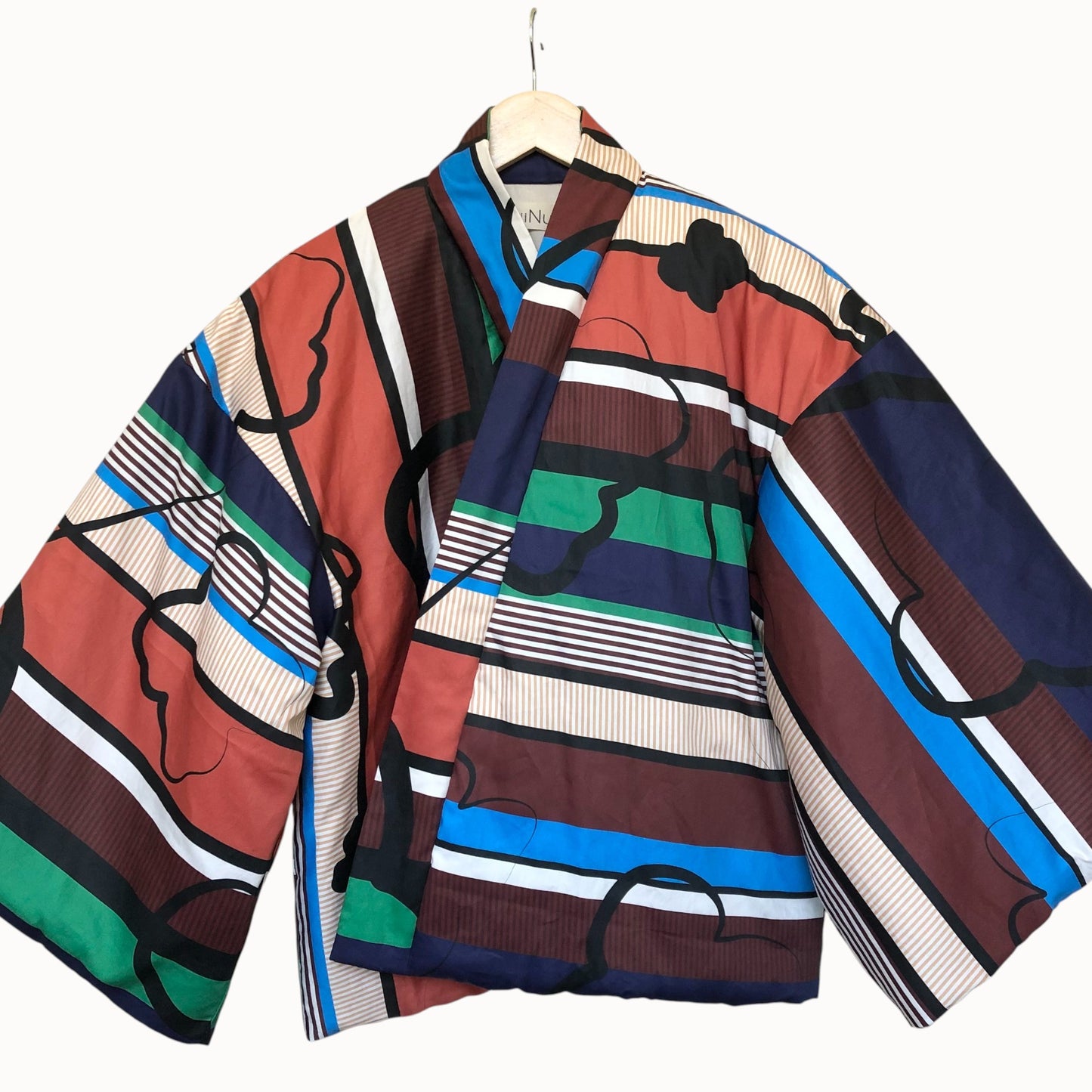 Multicolor Stripe Padded Hanten Jacket - Length 65cm / Length 70cm