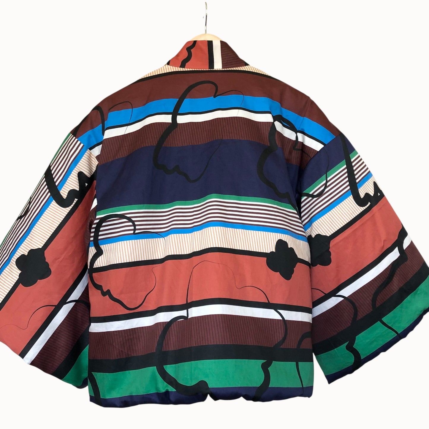 Multicolor Stripe Padded Hanten Jacket - Length 65cm / Length 70cm