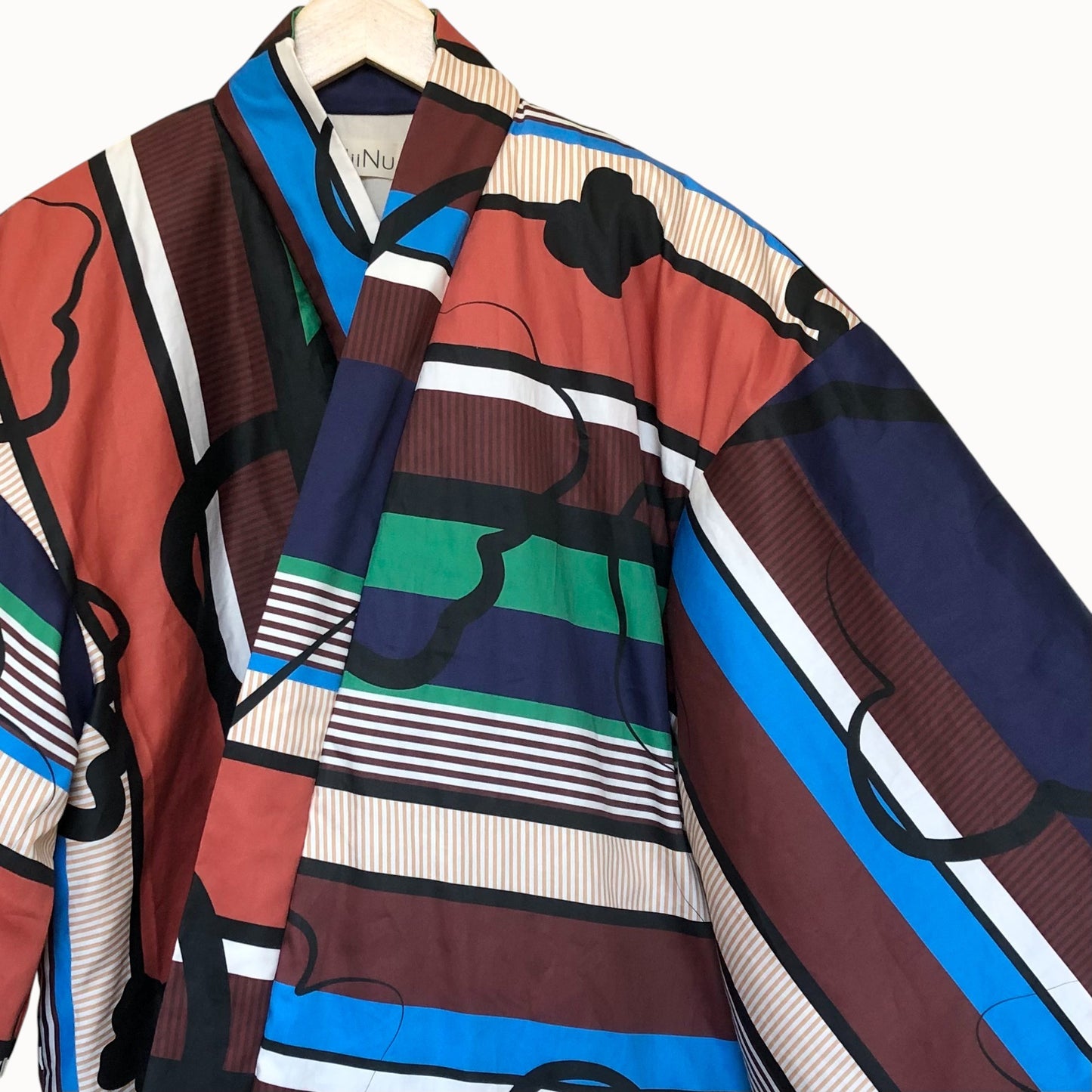 Multicolor Stripe Padded Hanten Jacket - Length 65cm / Length 70cm